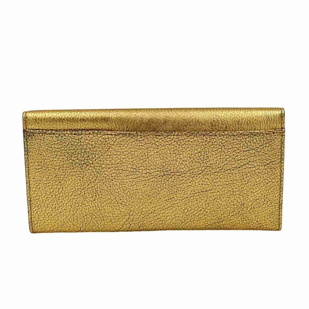 Alexander McQueen Women's Long Gold Metallic Leather Wallet Clutch (Pre-Owned) - Picture 2 of 4